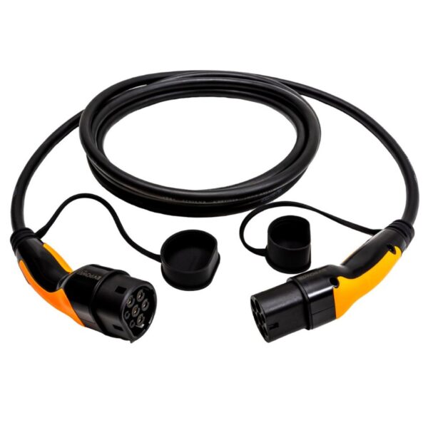 EV POWER TYPE 2 TO TYPE 2 LEAD, 22KW/32 AMP, 1P/3P (BLACK/ORANGE GS)