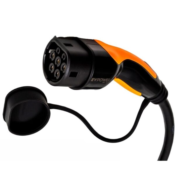 EV POWER TYPE 2 TO TYPE 2 LEAD, 22KW/32 AMP, 1P/3P (BLACK/ORANGE GS) - Image 3