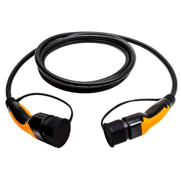 EV POWER TYPE 2 TO TYPE 2 LEAD, 22KW/32 AMP, 1P/3P (BLACK/ORANGE GS) - Image 4